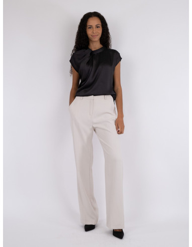 NEO NOIR-FLEUR DRAPY SATIN BLOUSE NEO NOIR-FLEUR DRAPY SATIN BLOUSE