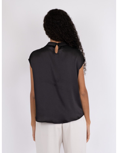 NEO NOIR-FLEUR DRAPY SATIN BLOUSE NEO NOIR-FLEUR DRAPY SATIN BLOUSE