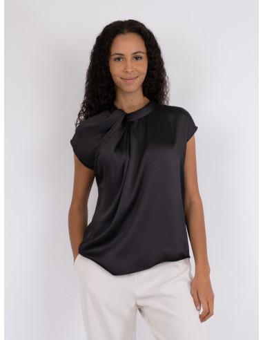 NEO NOIR-FLEUR DRAPY SATIN BLOUSE NEO NOIR-FLEUR DRAPY SATIN BLOUSE