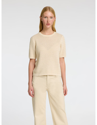 SELECTED - SLFVINNA SS STRUCTURE KNIT...