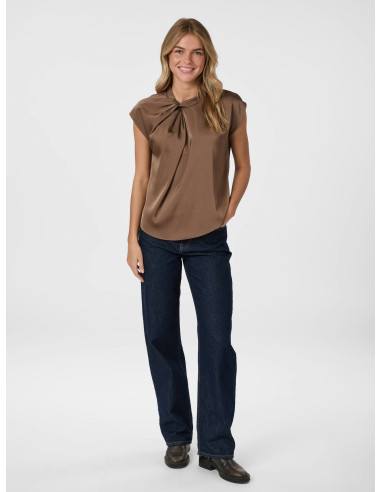 NEO NOIR - FLEUR DRAPY SATIN BLOUSE NEO NOIR - FLEUR DRAPY SATIN BLOUSE