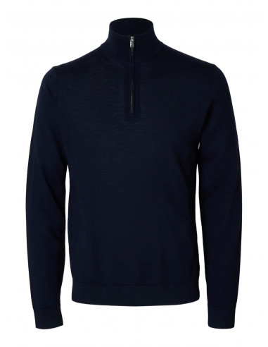 SELECTED - TRAY LS KNIT MERINO HALF ZIP