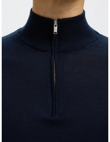 SELECTED - TRAY LS KNIT MERINO HALF ZIP
