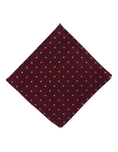 Burgundy With Blue Dots Silk Pocket... Burgundy With Blue Dots Silk Pocket...