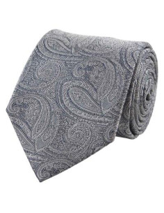Grey Paisley Silk Tie