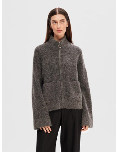 SELECTED - SIA RAS KNIT ZIPPER CARDIGAN